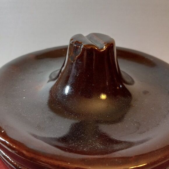 Vintage Medium Brown Crock with Lid Countrycore Grandmacore Butter/Cheese - Picture 6 of 10